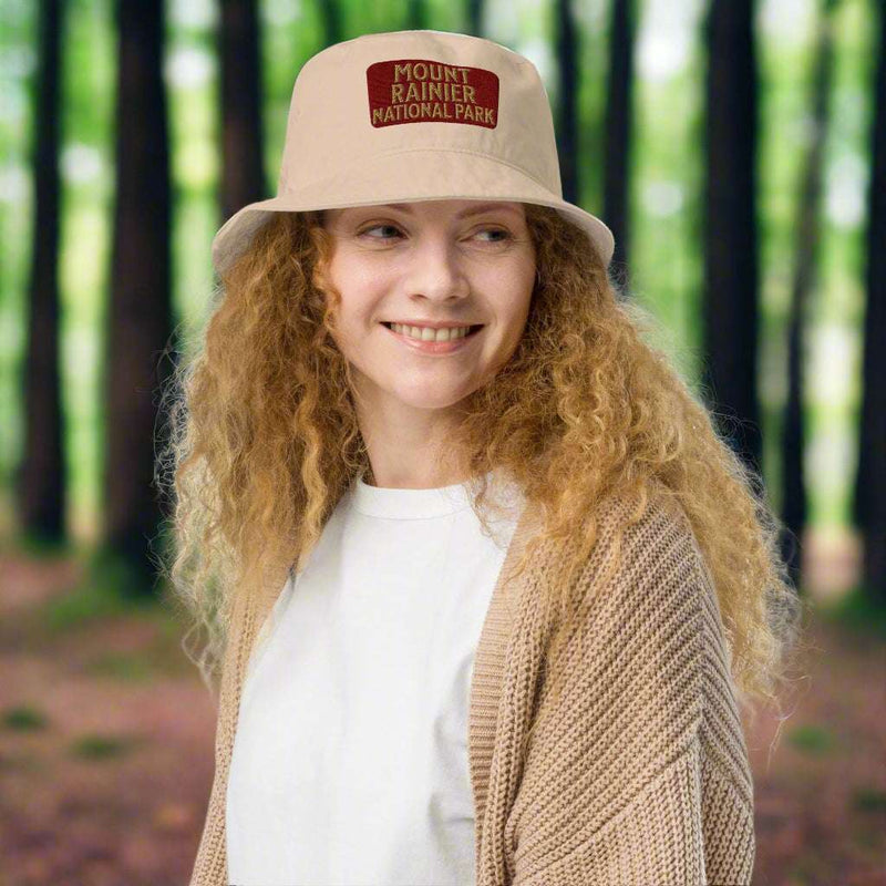 Mount Rainier National Park sign organic bucket hat alternate product angle