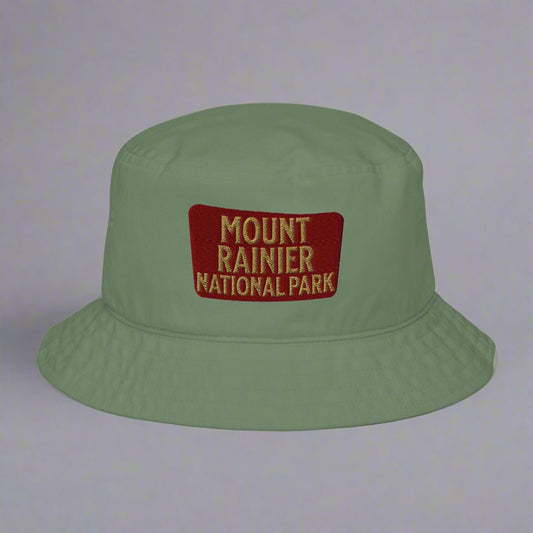 Mount Rainier National Park sign organic bucket hat alternate product angle