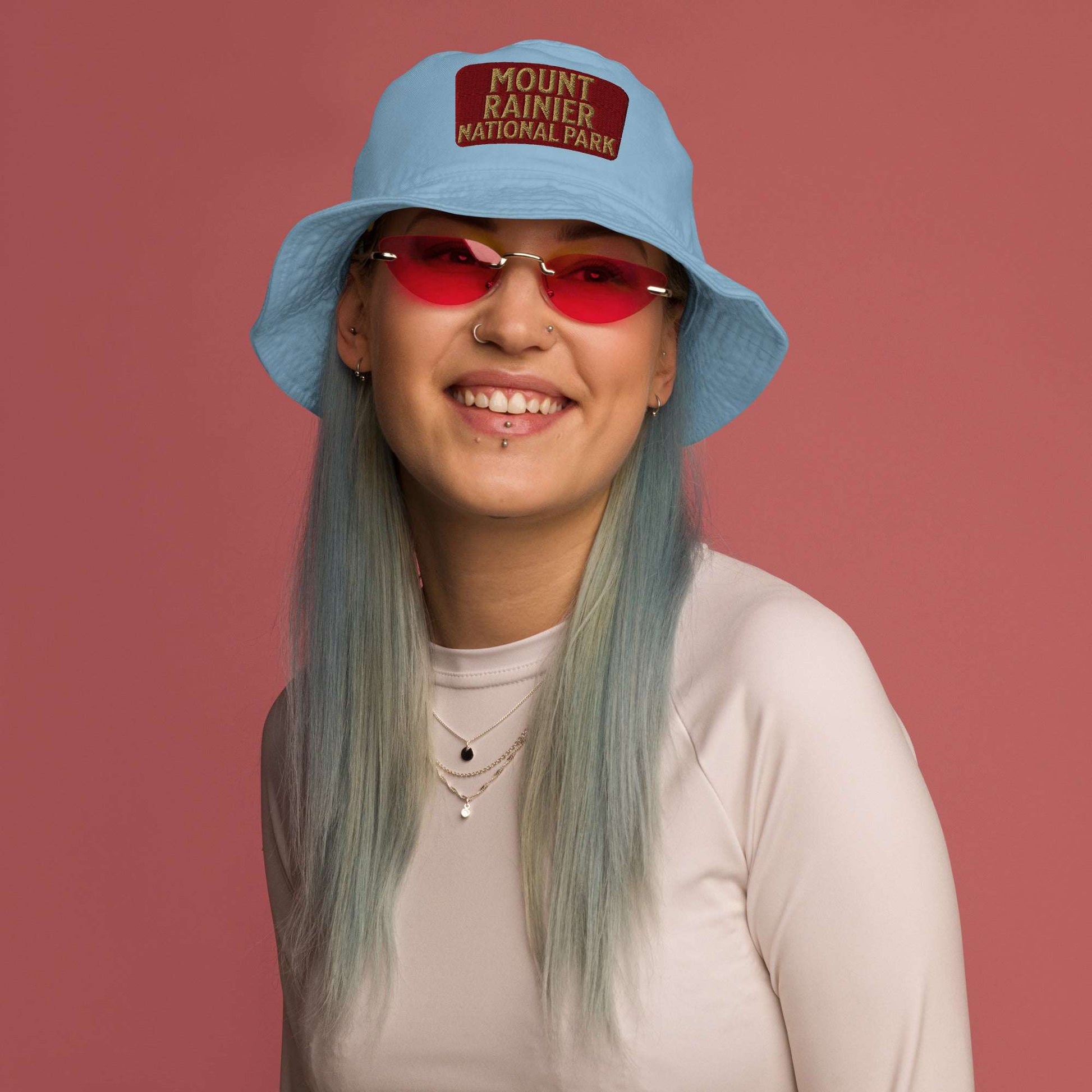 Mount Rainier National Park sign organic bucket hat alternate product angle