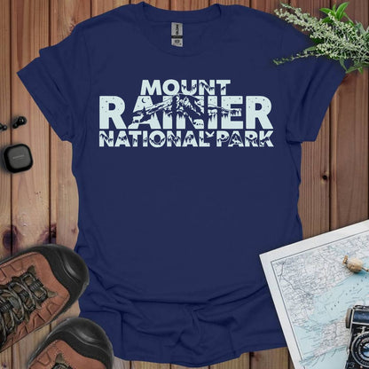 Mount Rainier National Park silhouette graphic t-shirt shown in lifestyle or modeled setting