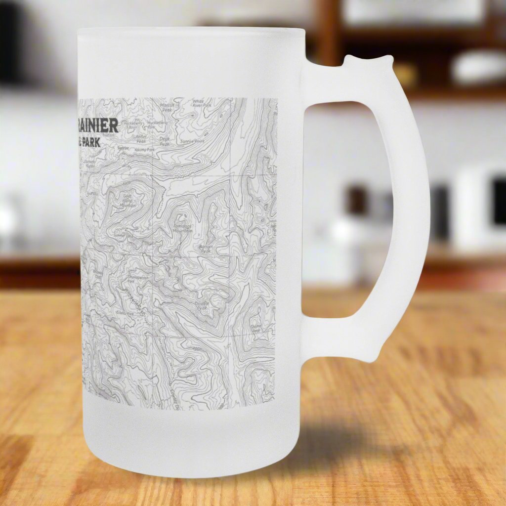 Mount Rainier National Park Topographic Pint Mug - Parks ApparelFrosted