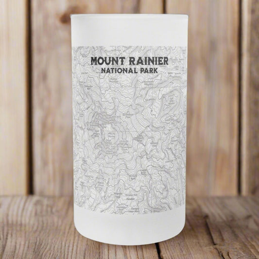Mount Rainier National Park Topographic Pint Mug - Parks ApparelFrosted