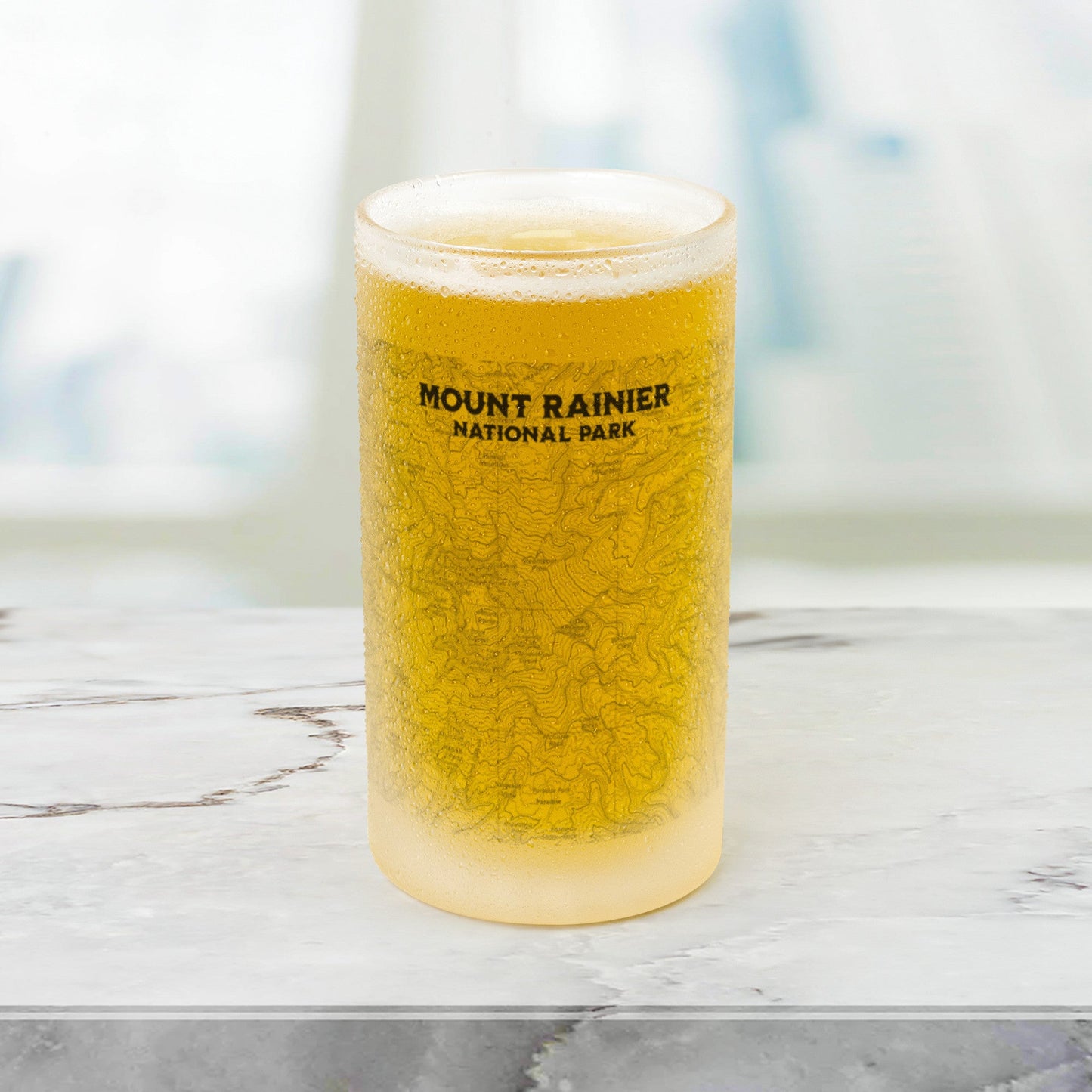 Mount Rainier National Park Topographic Pint Mug - Parks ApparelFrosted
