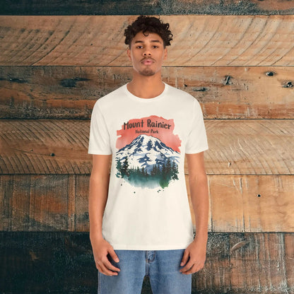 Mount Rainier National Park watercolor graphic t-shirt detail or alternate product view