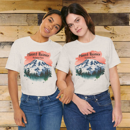 Mount Rainier National Park watercolor graphic t-shirt detail or alternate product view