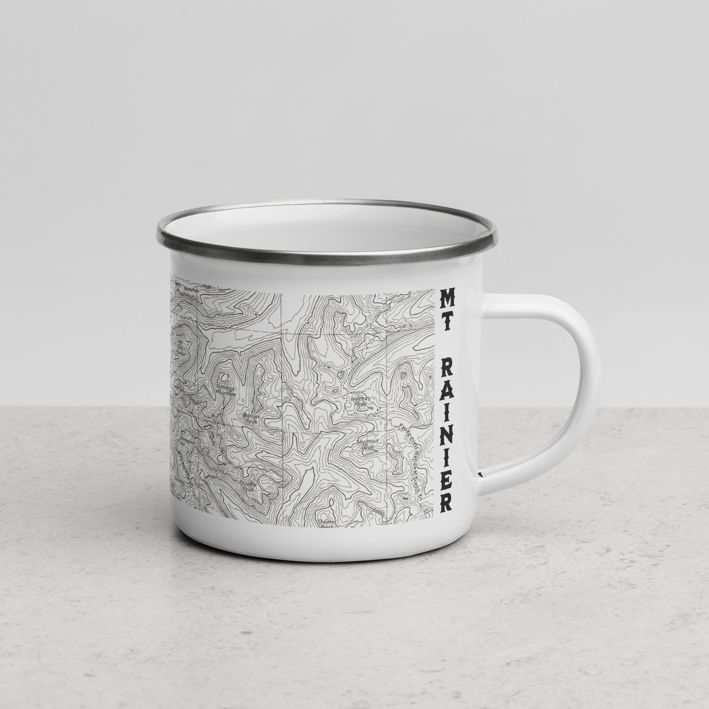 Mount Rainier Topographic Durable Camp Mug USGS Map - Parks Apparel