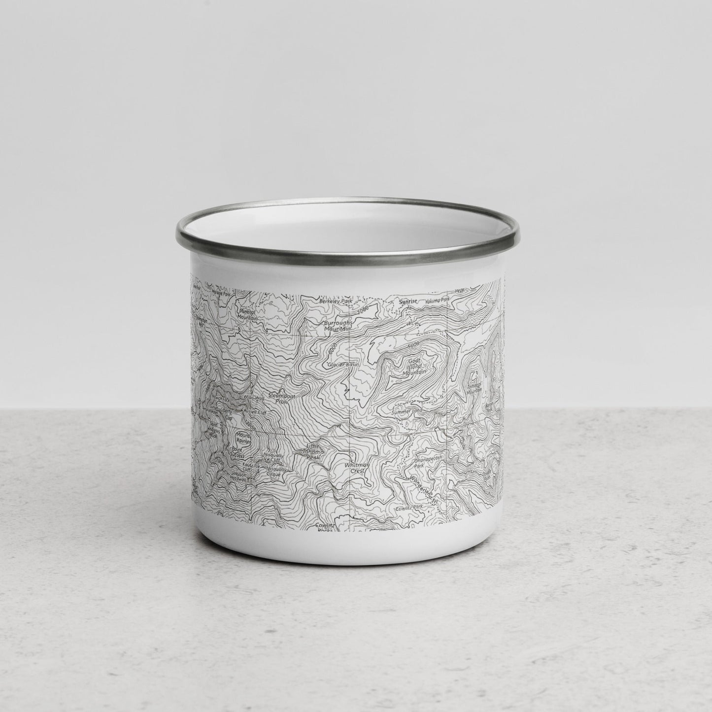 Mount Rainier Topographic Durable Camp Mug USGS Map - Parks Apparel