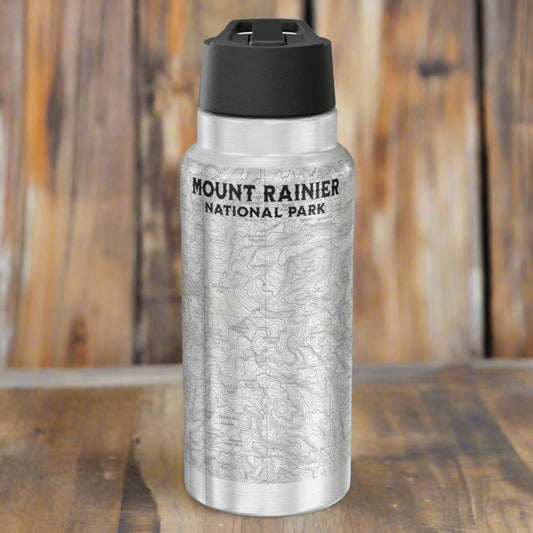 Mount Rainier Topographic Insulated Water Bottle Tumbler - Parks ApparelMug