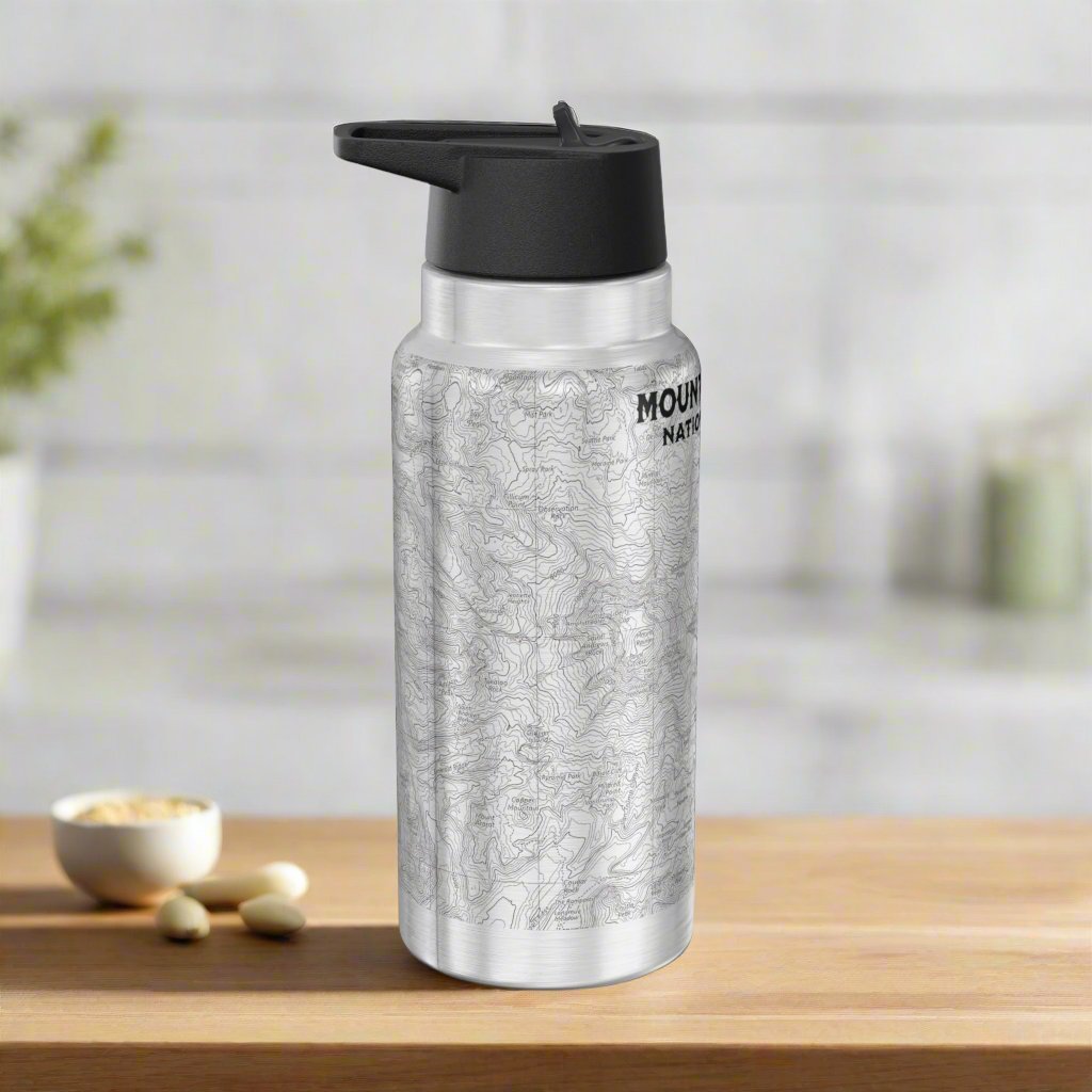 Mount Rainier Topographic Insulated Water Bottle Tumbler - Parks ApparelMug