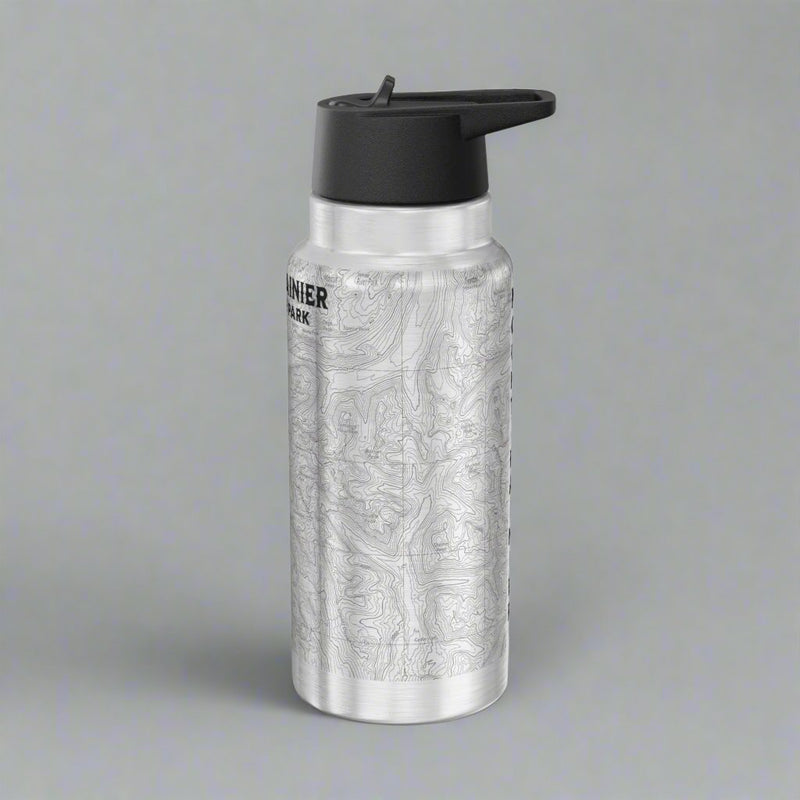 Mount Rainier Topographic Insulated Water Bottle Tumbler - Parks ApparelMug