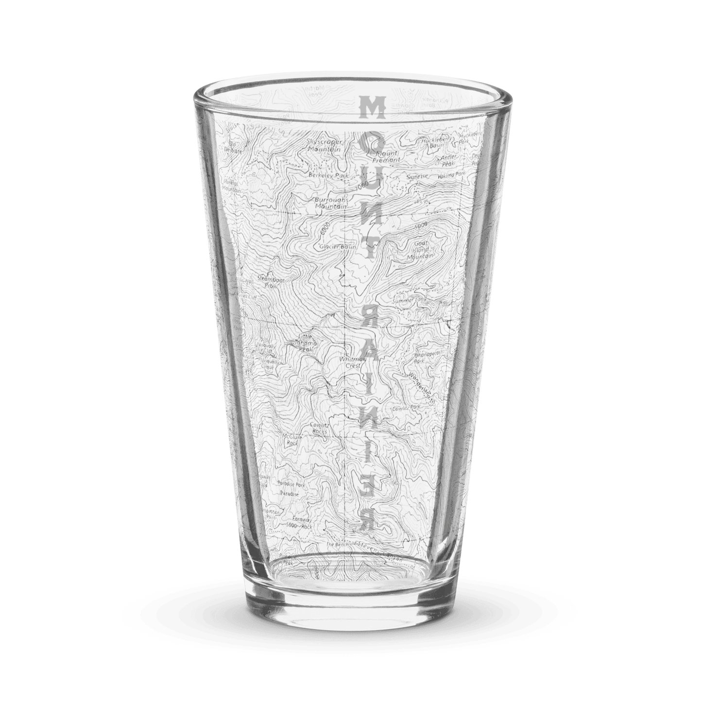 Mount Rainier Topographic Pint Glass - Parks Apparelpint glass