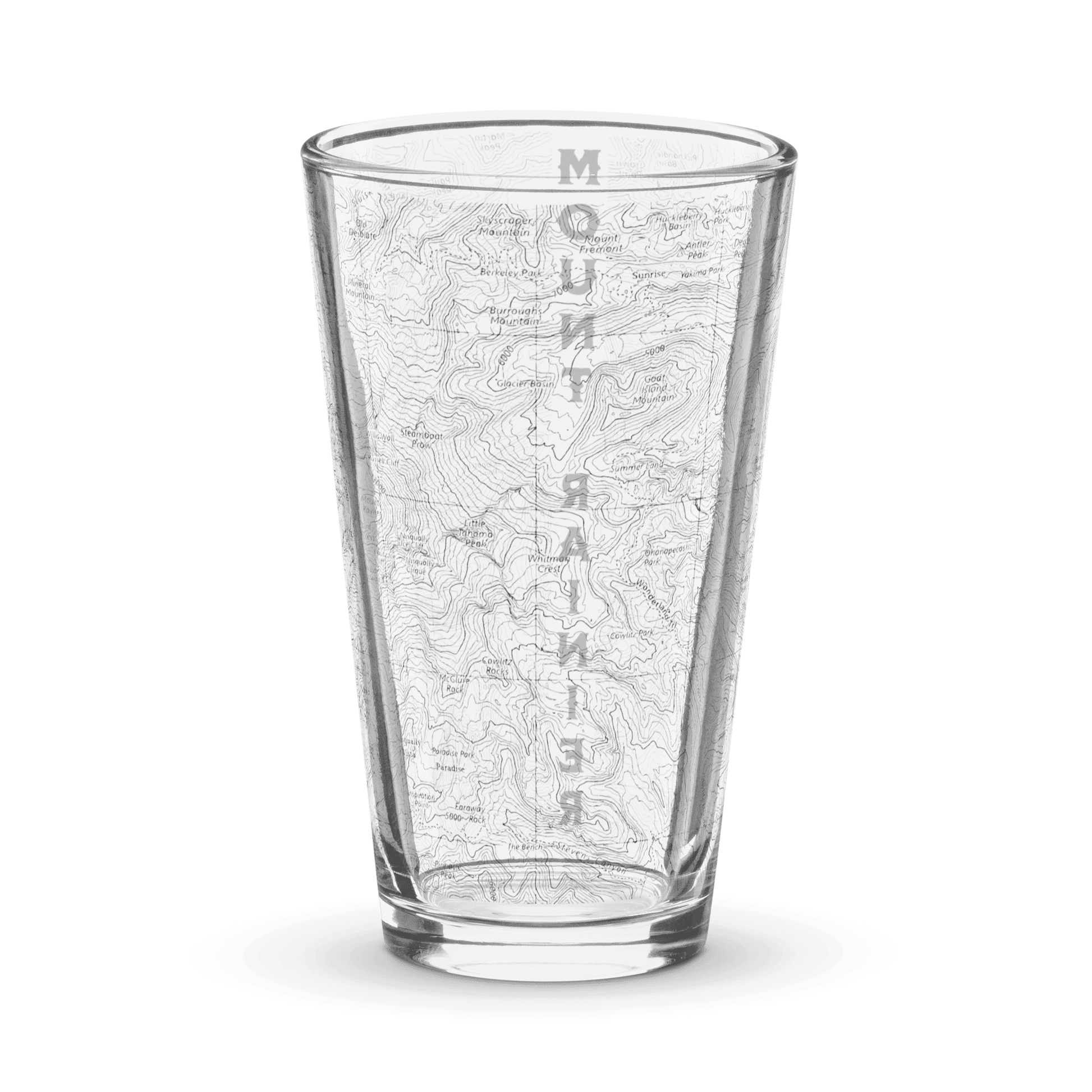Mount Rainier Topographic Pint Glass - Parks Apparelpint glass