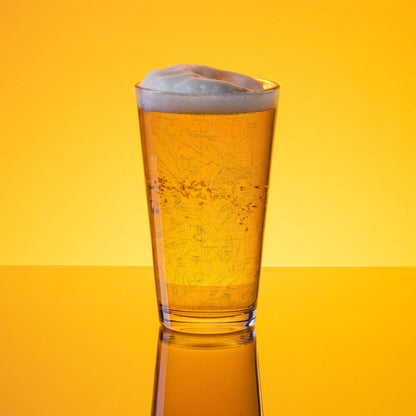 Mount Rainier National Park topographic pint glass shown from alternate product angle