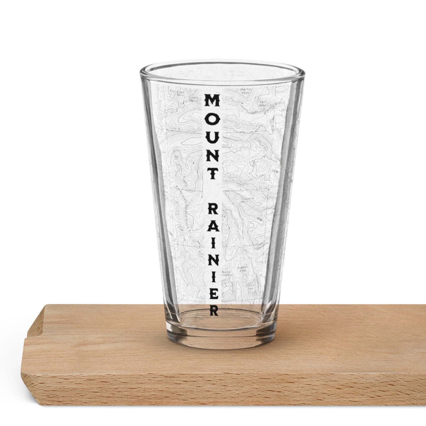 Mount Rainier National Park topographic pint glass showing design detail or product variation
