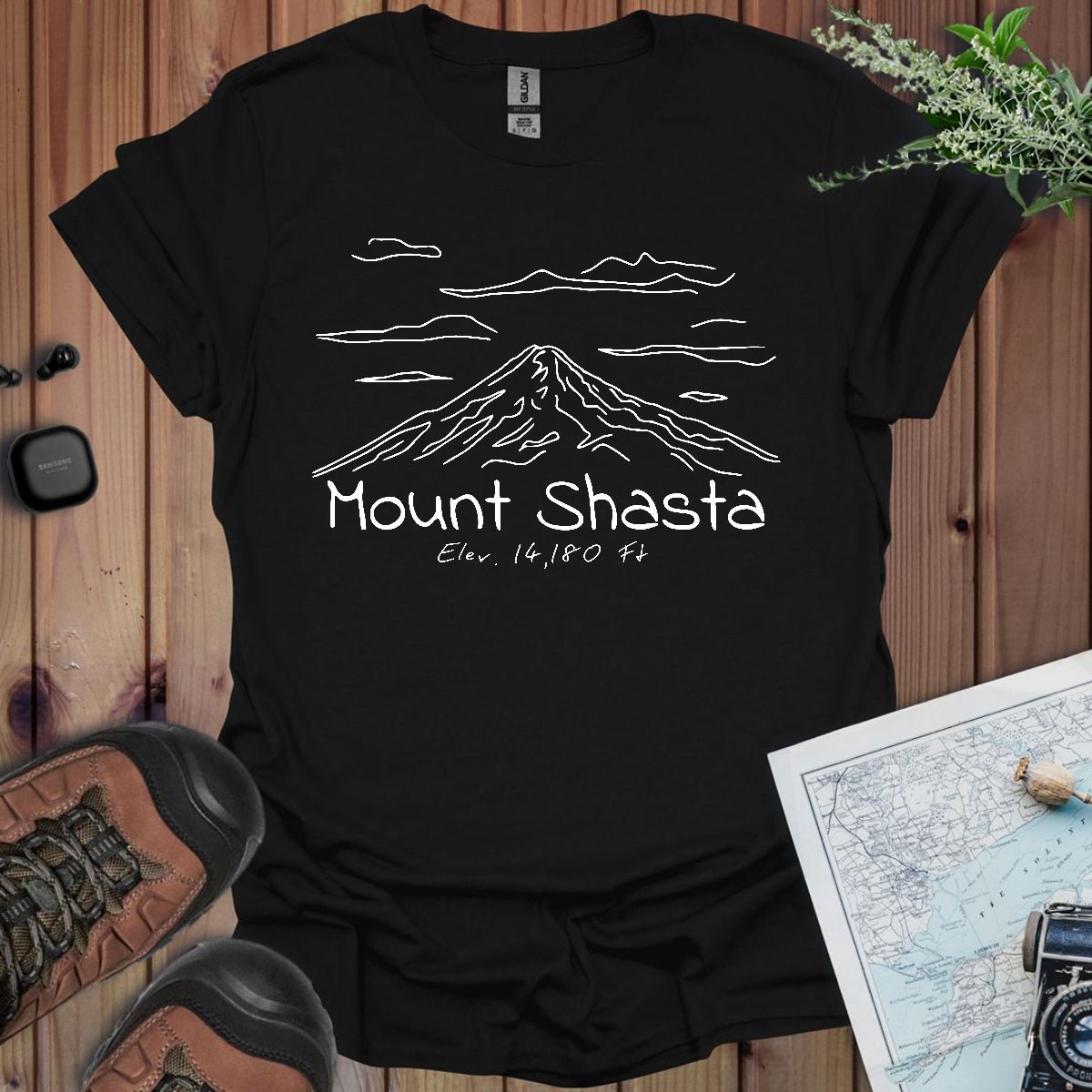 Mount Shasta line art graphic t-shirt primary product view