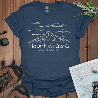 Mount Shasta line art graphic t-shirt detail or alternate product view