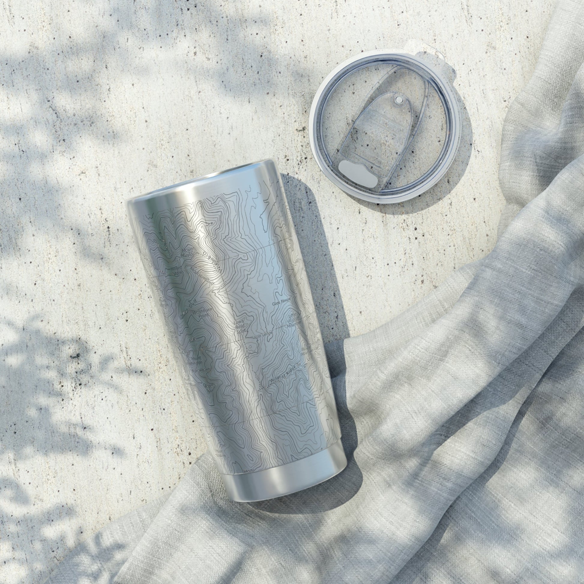 Mount Washington Presidential Region topographic 20 oz tumbler showing design detail or product variation