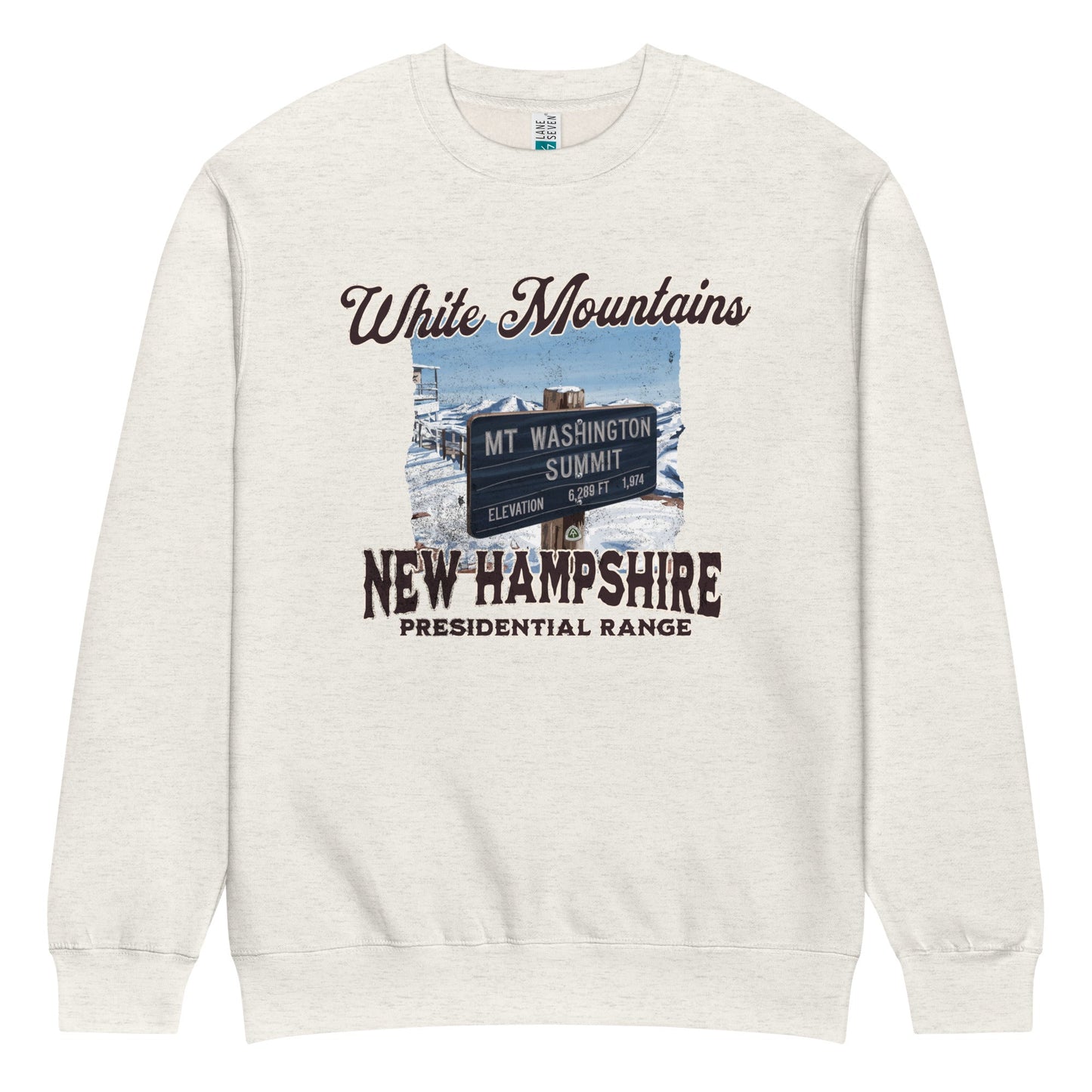 Mount Washington sign crewneck sweatshirt alternate apparel color or product angle