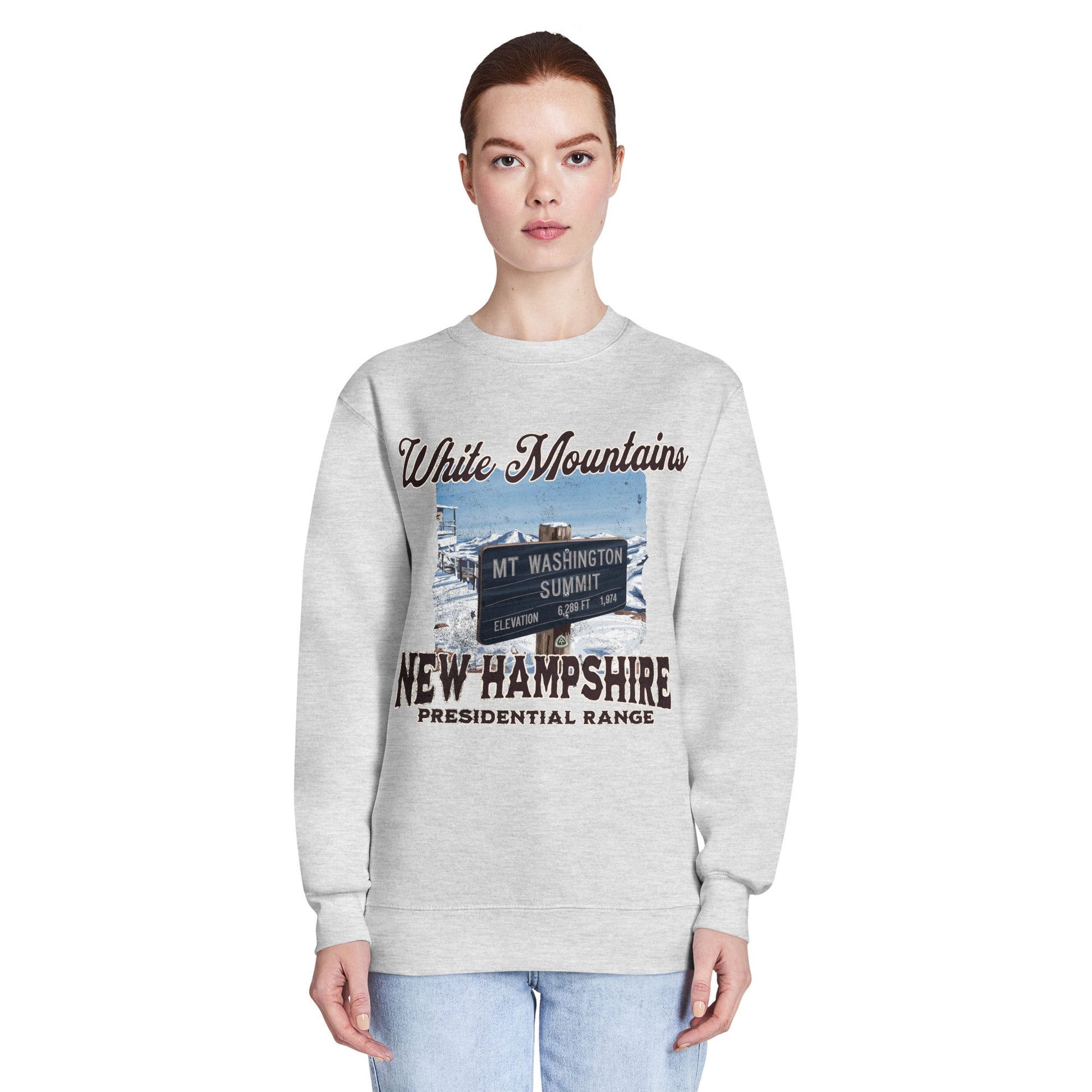 Mount Washington sign crewneck sweatshirt alternate apparel color or product angle