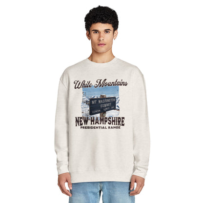 Mount Washington sign crewneck sweatshirt shown in lifestyle or modeled setting