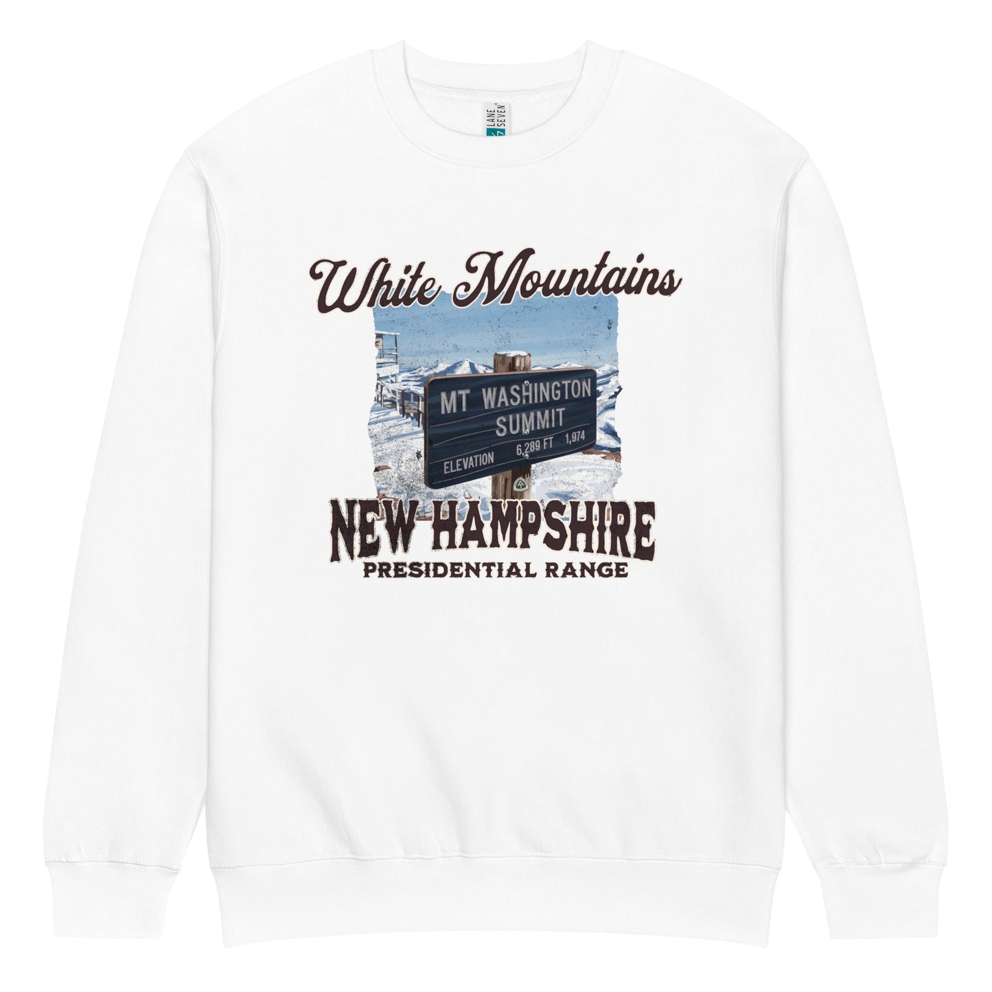 Mount Washington sign crewneck sweatshirt detail or alternate product view