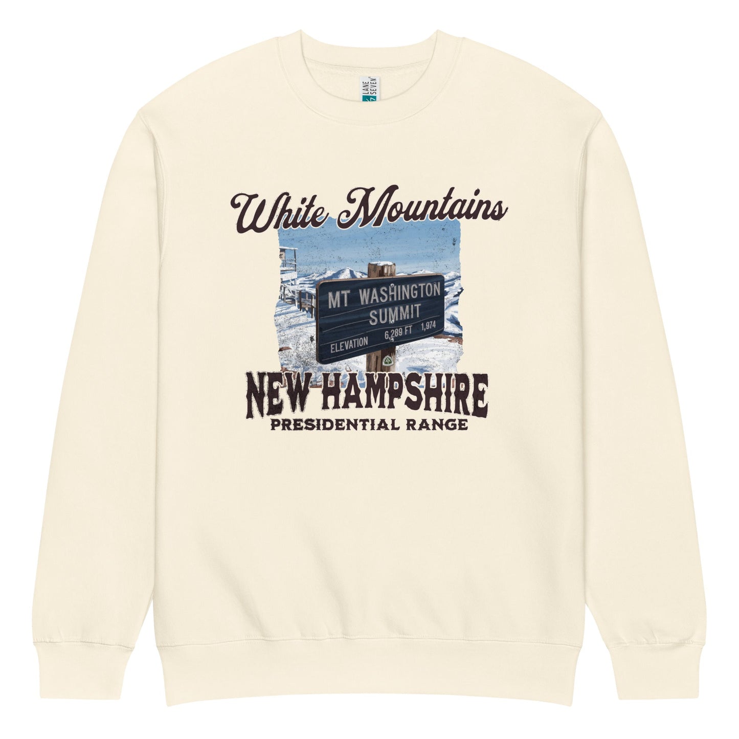 Mount Washington sign crewneck sweatshirt alternate apparel color or product angle