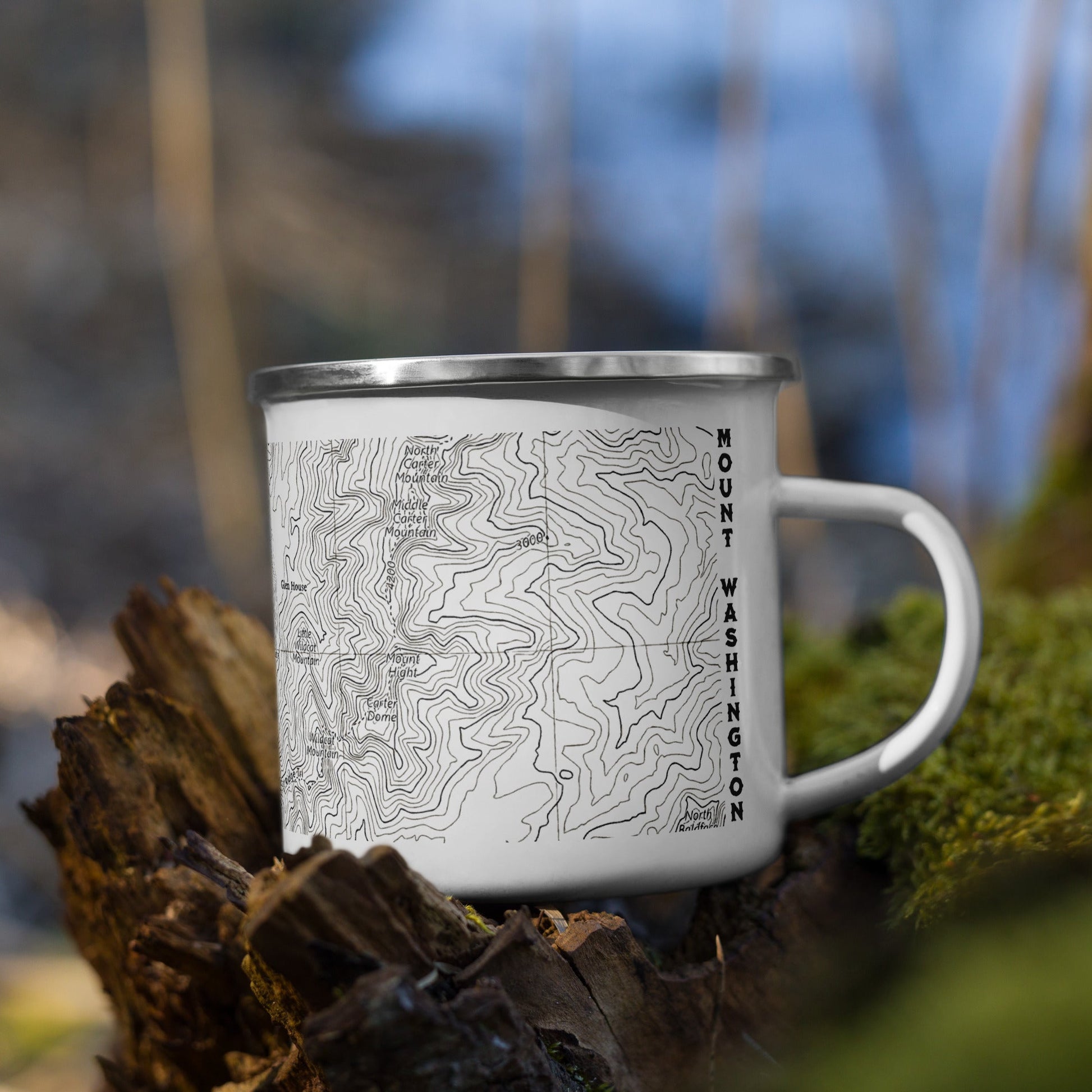 Mount Washington Presidential Range topographic durable camp mug shown from alternate product angle
