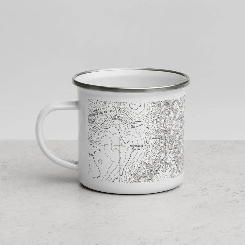 Mount Washington Presidential Range topographic durable camp mug shown from alternate product angle