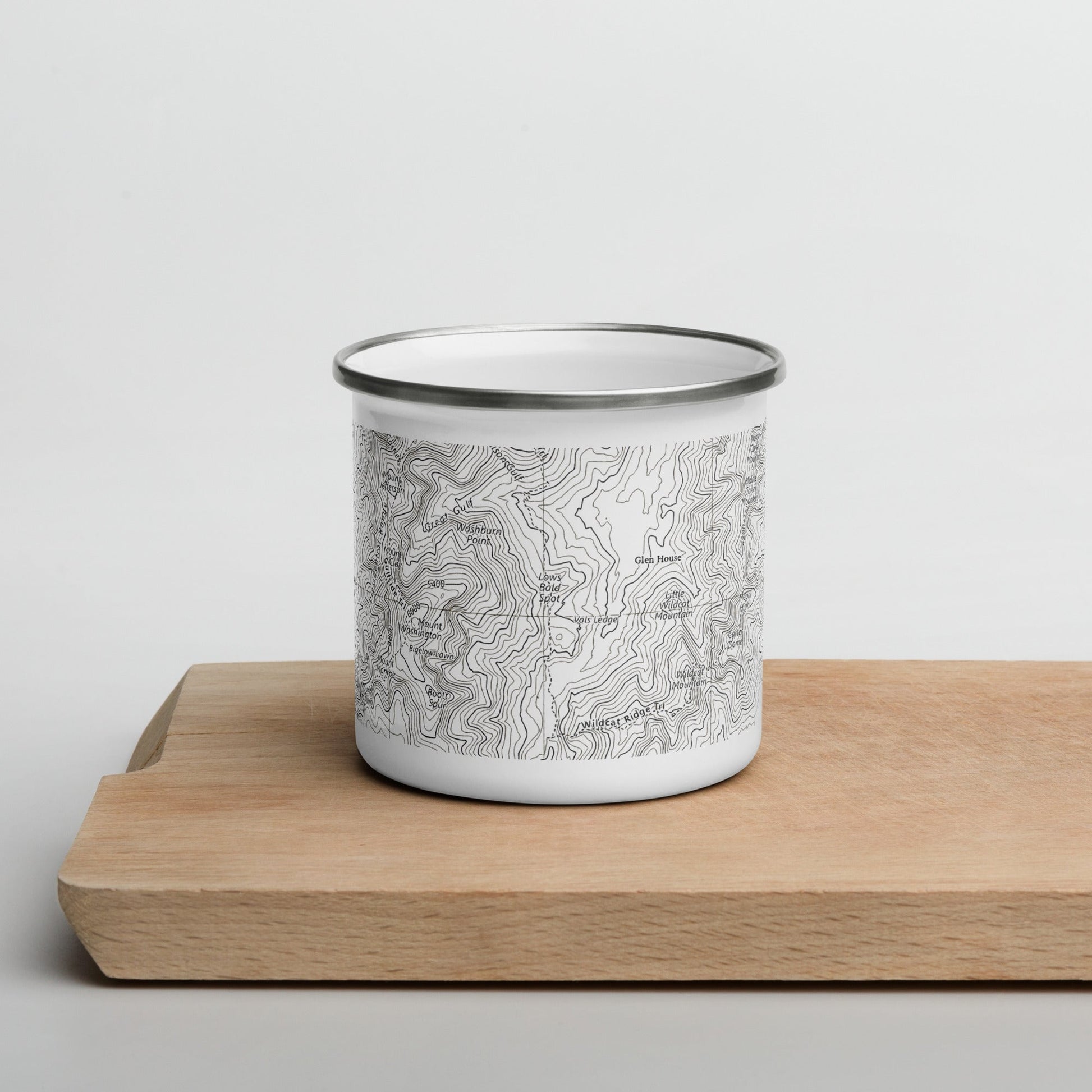 Mount Washington Presidential Range topographic durable camp mug shown from alternate product angle