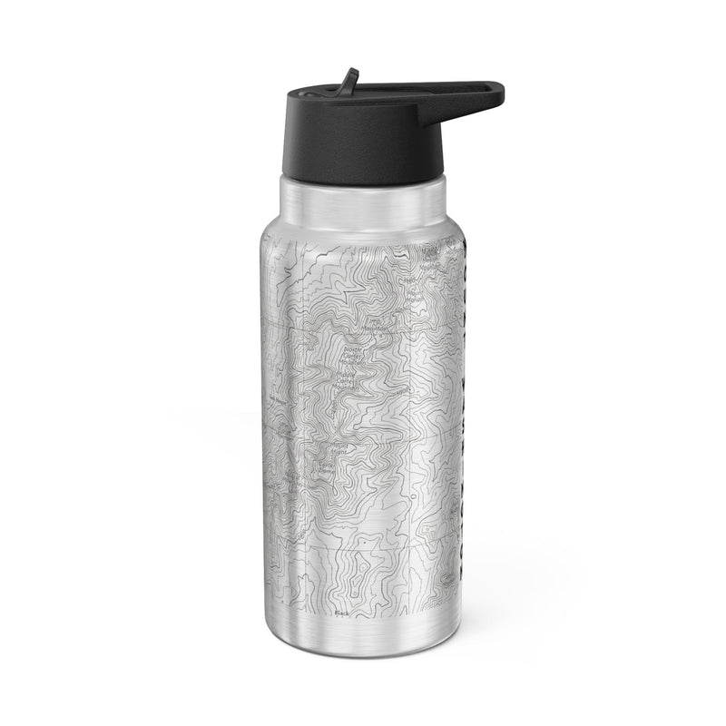 Mount Washington topographic insulated water bottle tumbler showing design detail or product variation