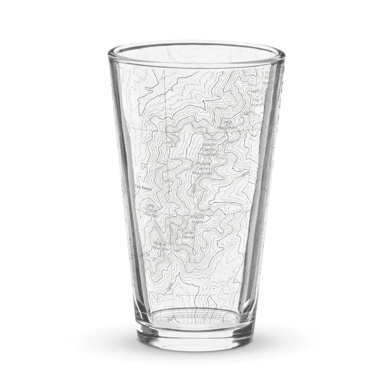 Mount Washington topographic pint glass shown from alternate product angle