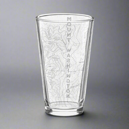 Mount Washington topographic pint glass shown from alternate product angle