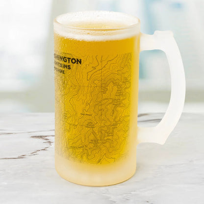 Mount Washington White Mountains topographic frosted pint mug showing design detail or product variation
