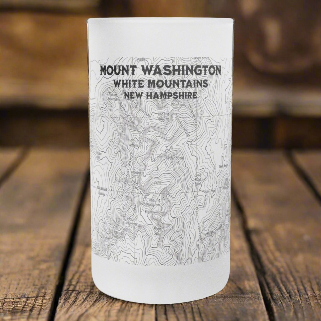 Mount Washington White Mountains topographic frosted pint mug shown as primary product image