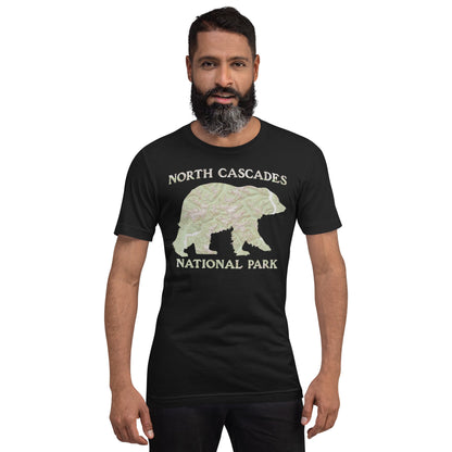 North Cascades Bear national park topo t-shirt detail or alternate product view