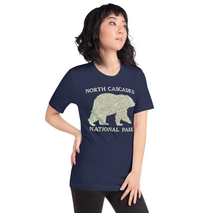 North Cascades Bear national park topo t-shirt detail or alternate product view