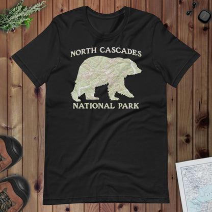North Cascades Bear national park topo t-shirt alternate apparel color or product angle