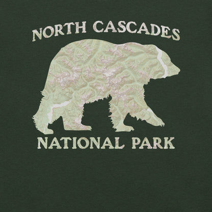 North Cascades Bear national park topo t-shirt alternate apparel color or product angle