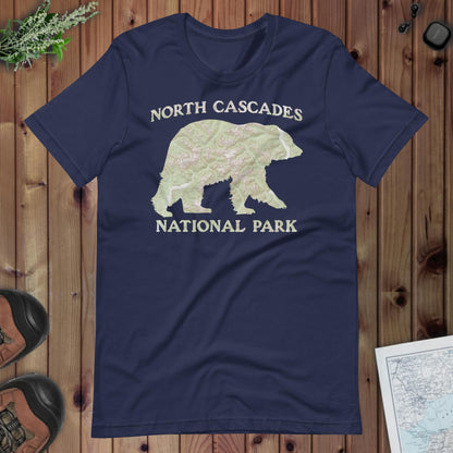 North Cascades Bear national park topo t-shirt alternate apparel color or product angle