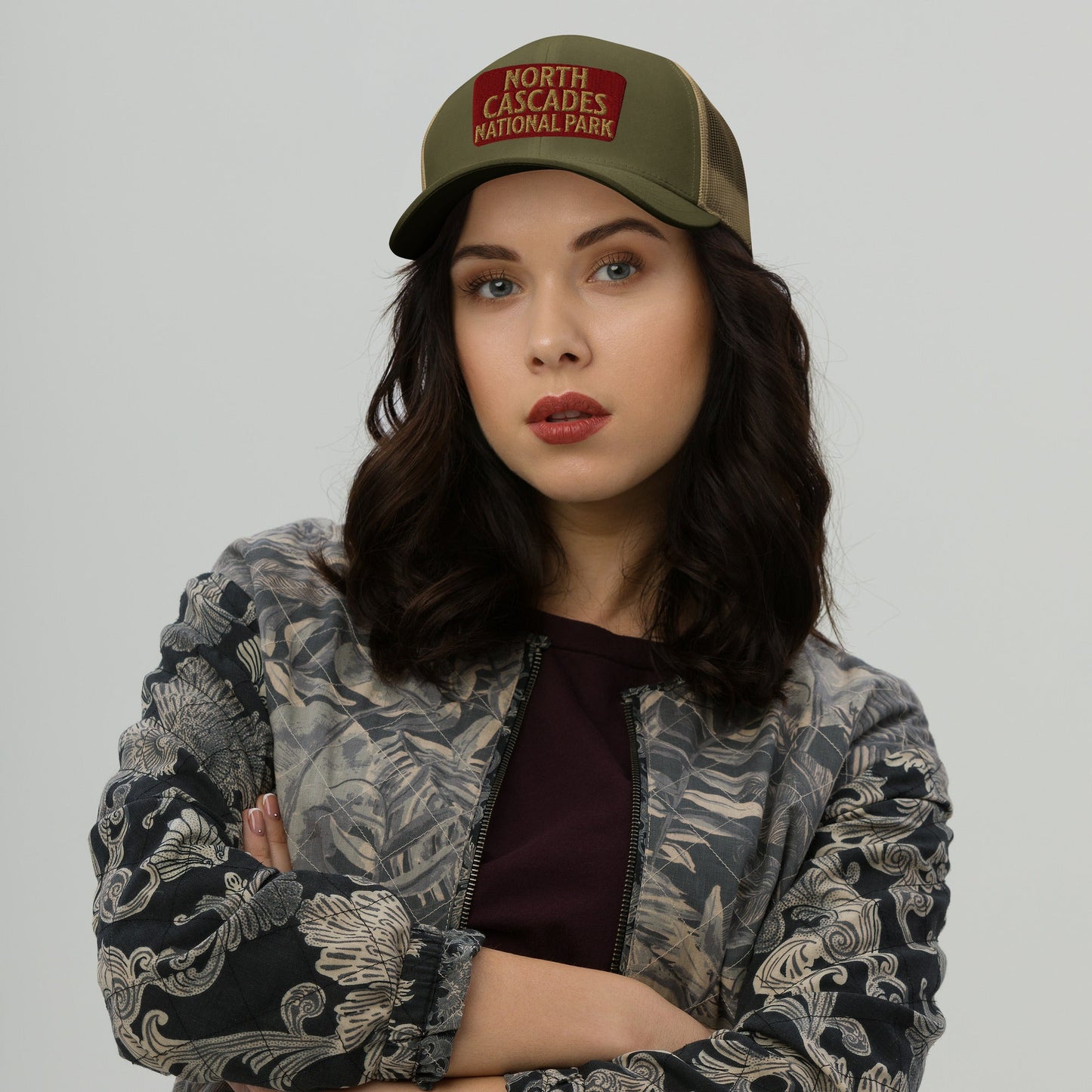 North Cascades National Park embroidered trucker hat detail or alternate product view