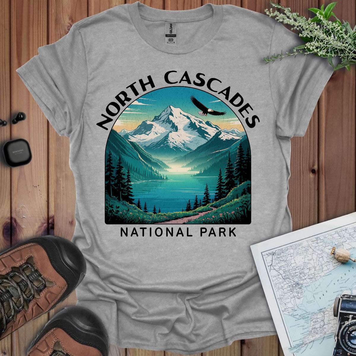 North Cascades National Park graphic t-shirt detail or alternate product view