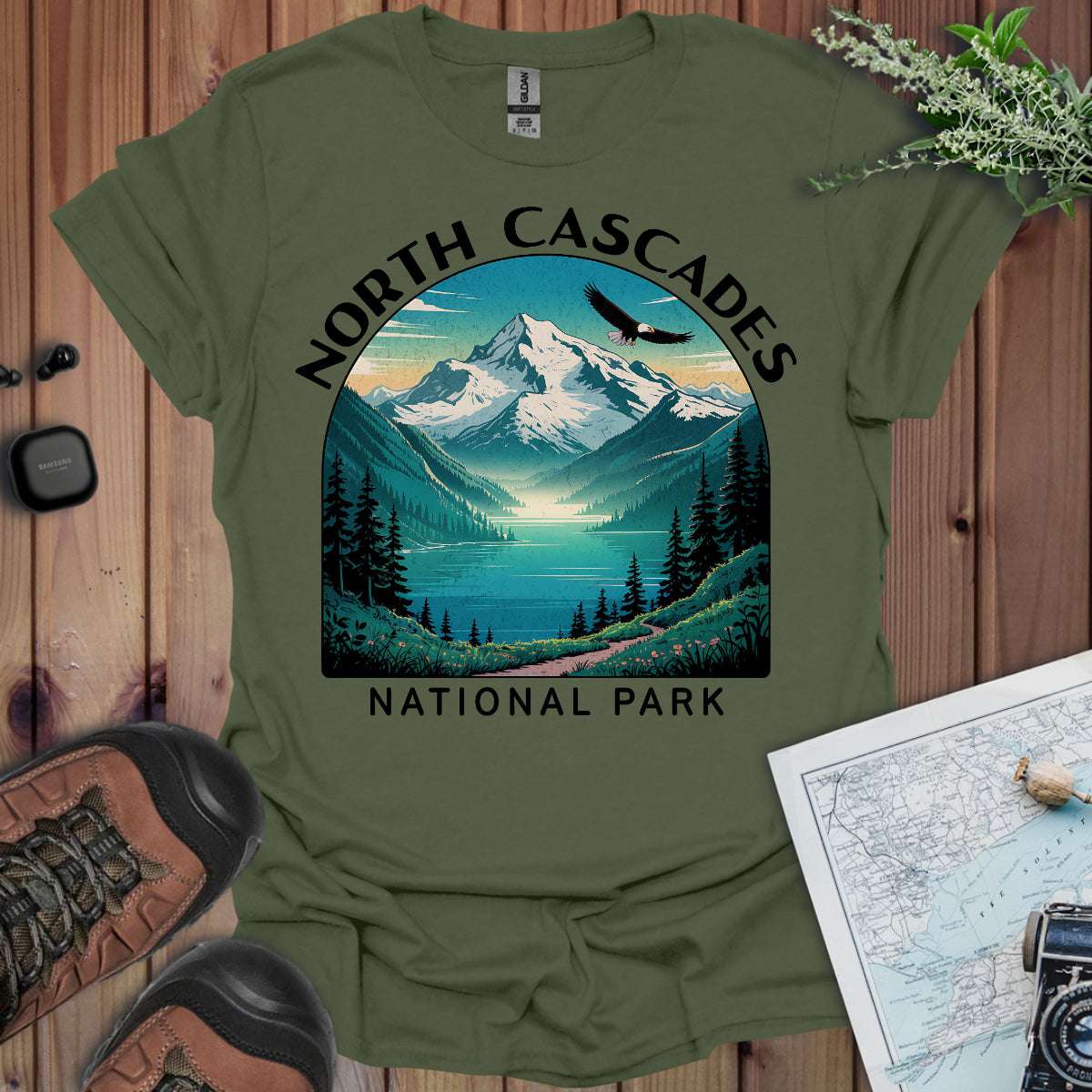 North Cascades National Park graphic t-shirt alternate apparel color or angle