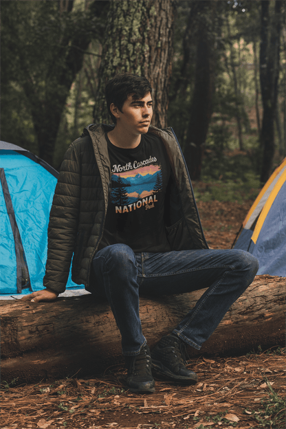 North Cascades National Park vintage graphic t-shirt shown in alternate apparel color