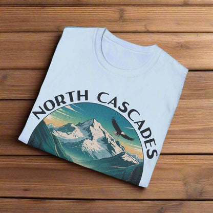 North Cascades National Park graphic t-shirt shown in lifestyle or modeled setting