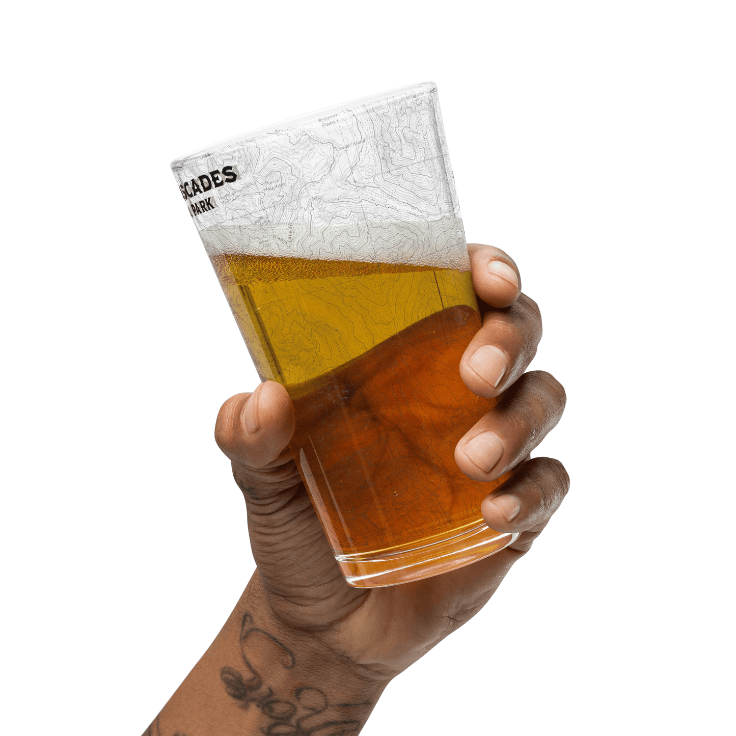 North Cascades National Park topographic pint glass alternate product view