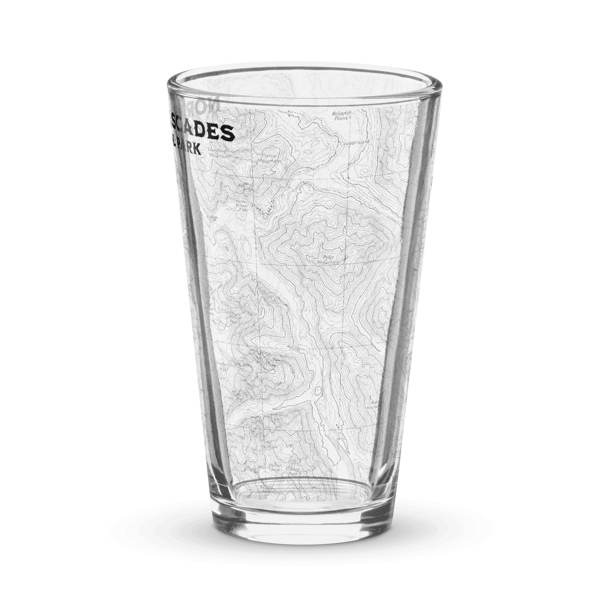 North Cascades National Park topographic pint glass alternate product view