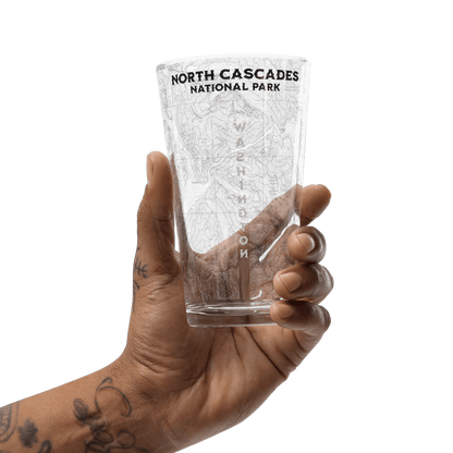 North Cascades National Park topographic pint glass alternate product view