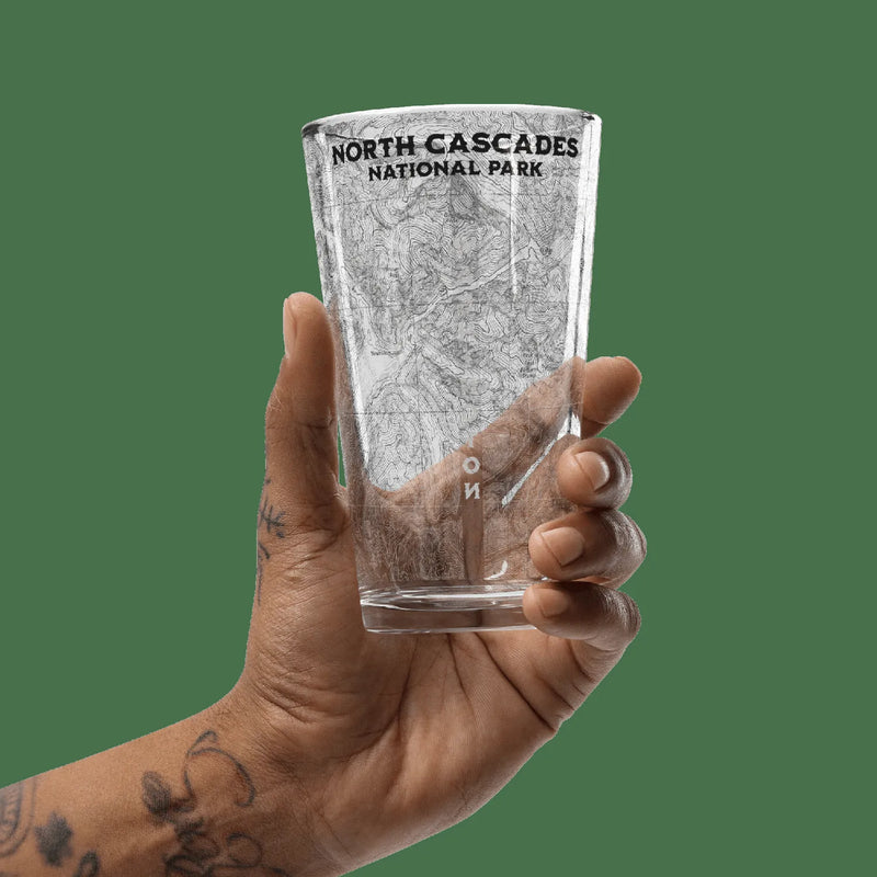North Cascades National Park topographic pint glass alternate product view