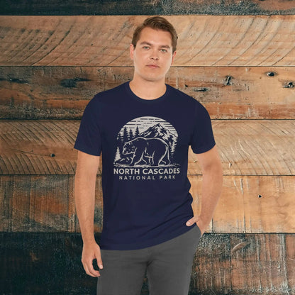 North Cascades National Park nature graphic t-shirt shown in alternate apparel color