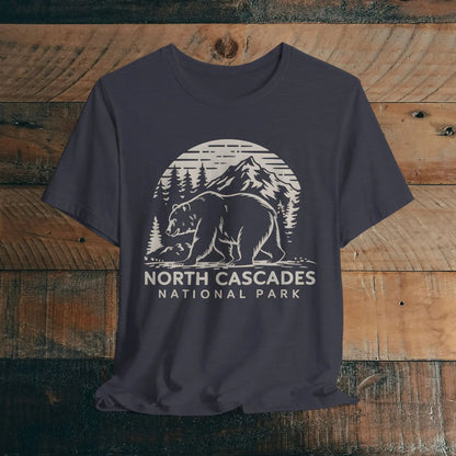 North Cascades National Park nature graphic t-shirt shown in alternate apparel color